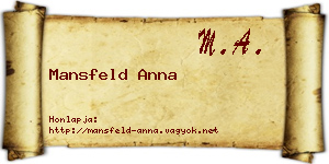 Mansfeld Anna névjegykártya